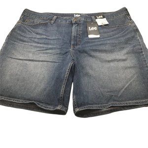 Lee Women's 22M Midrise Bermuda Regular Fit Influx Short Blue Denim Jean New
